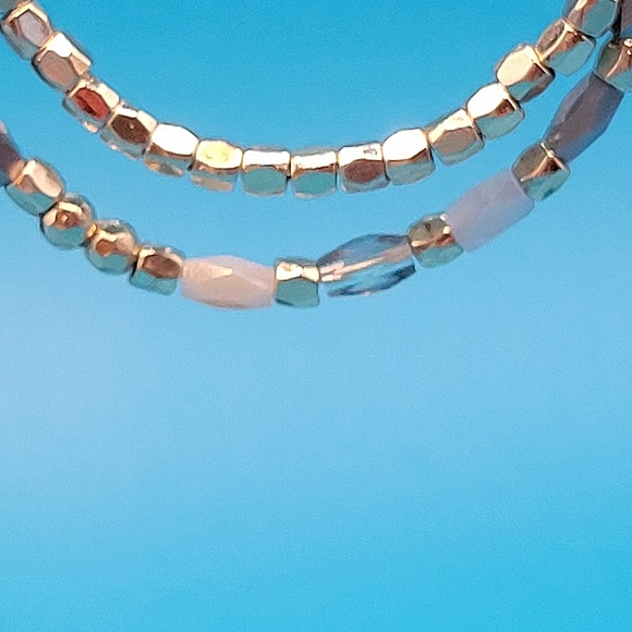 Vintage Hoop Earrings with Gold and Silver Beads. Very Boho. Lightweight. - Picture 4 of 6